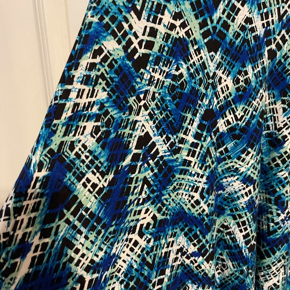 Long aqua, teal, black and white flowy skirt